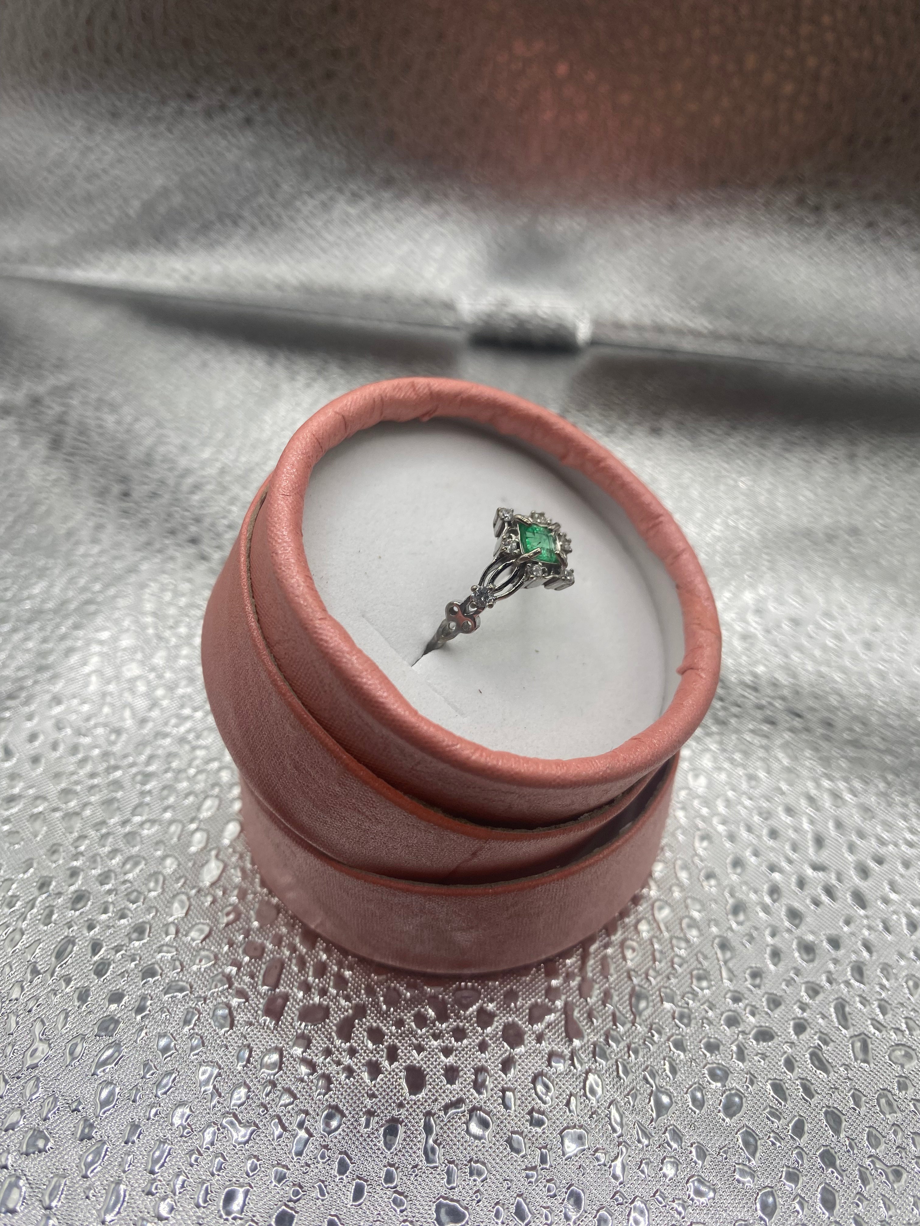 Natural Emerald Real Silver Square Ring for Women | Genuine Green Gemstone Jewelry | Elegant Gift for Birthday, Anniversary & Special Occasions