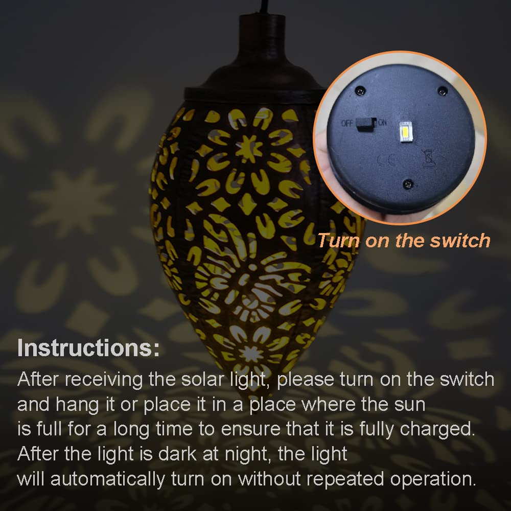 2 Pack Solar Lantern Outdoor Garden Lights - Waterproof Hanging Solar Powered Decorative Lighting for Patio, Lawn, Pathway, Terrace - Perfect for Backyard, Camping & Evening Ambience