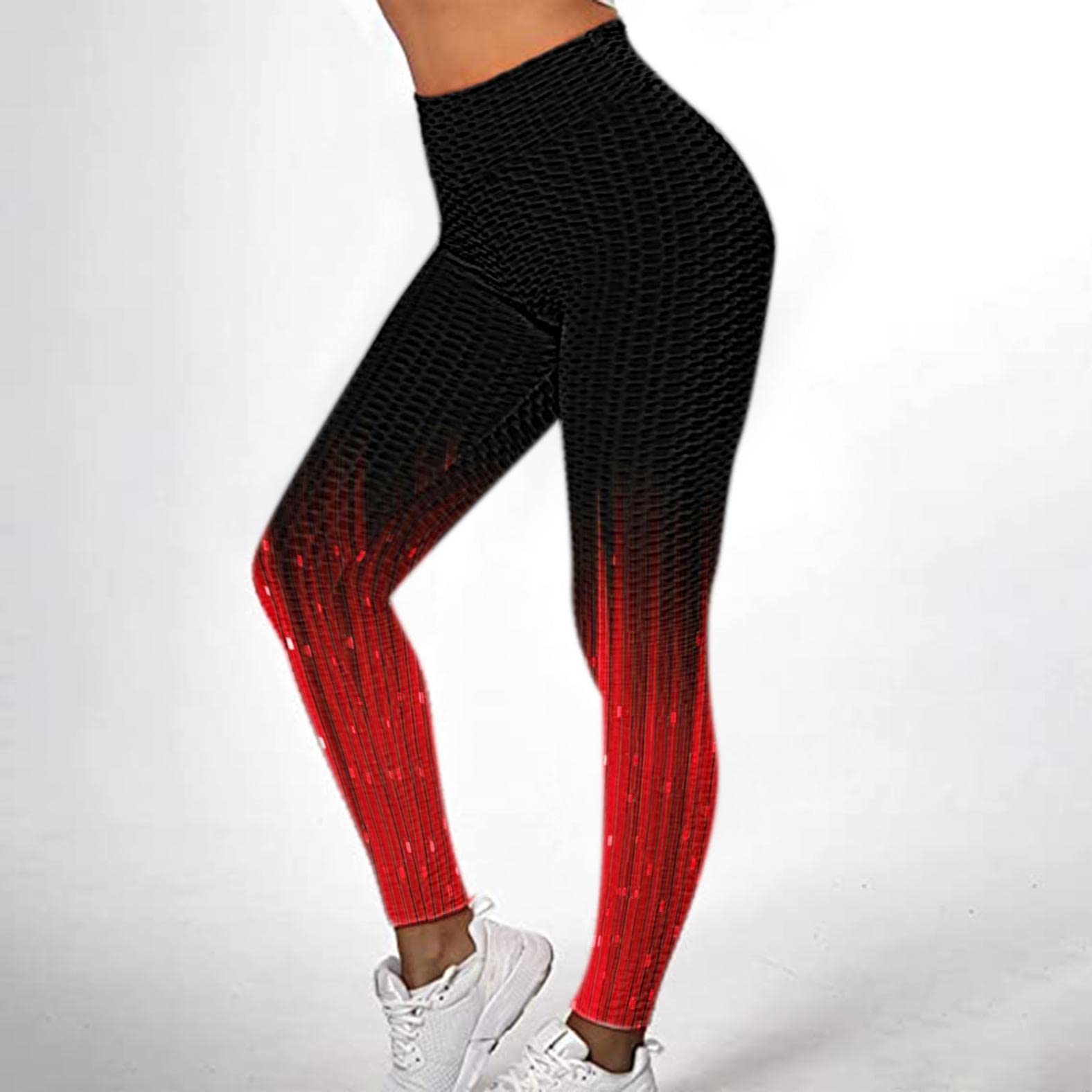 High Waisted Tummy Control Yoga Leggings for Women - Butt Lifting Workout Pants, Black Compression Fitness Pants for Running, Gym & Lounge Wear