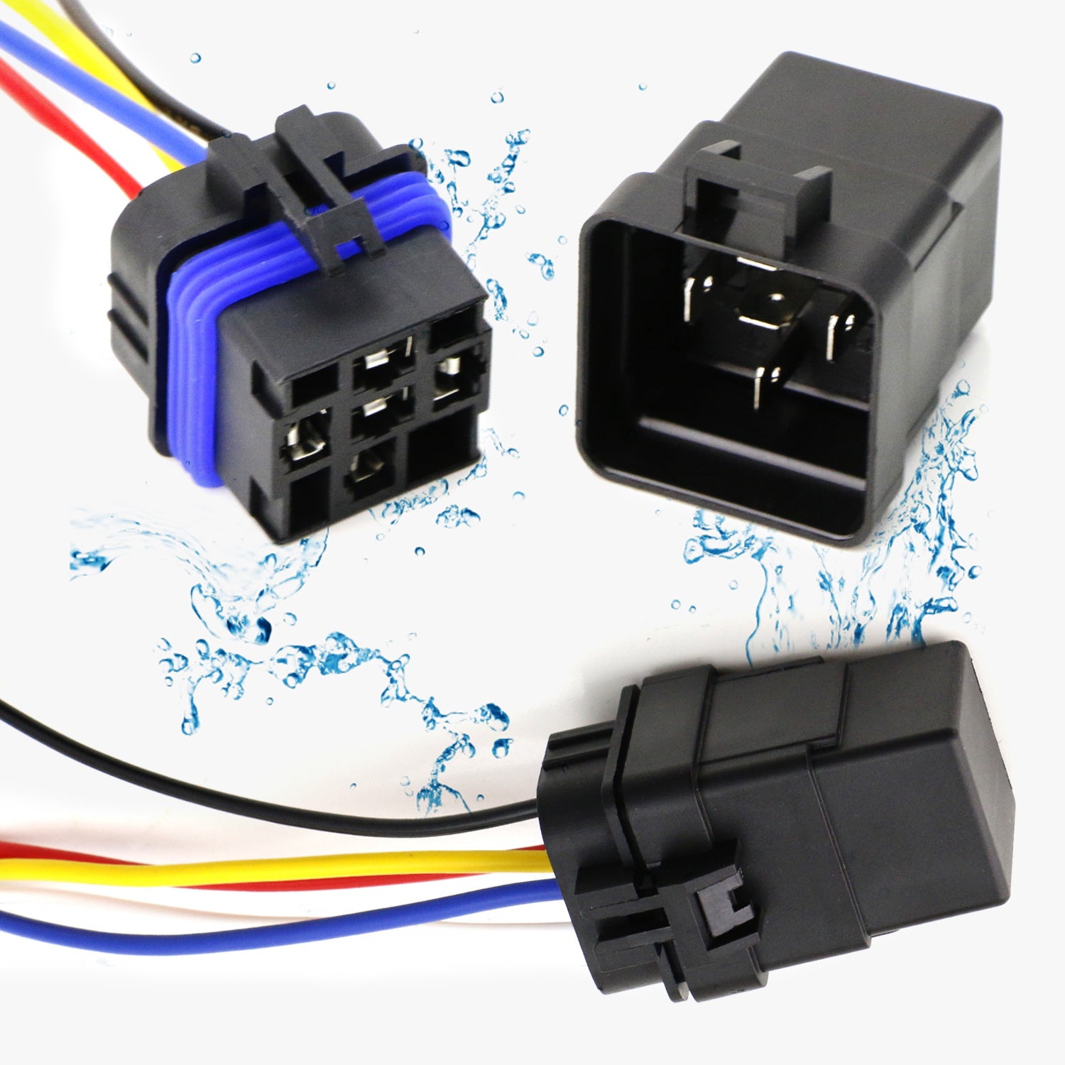 12V 40/30A Waterproof 5 Pin SPDT Mini Relay with Watertight Connector and Pigtail - Ideal for Automotive, Marine, and Outdoor Electrical Applications