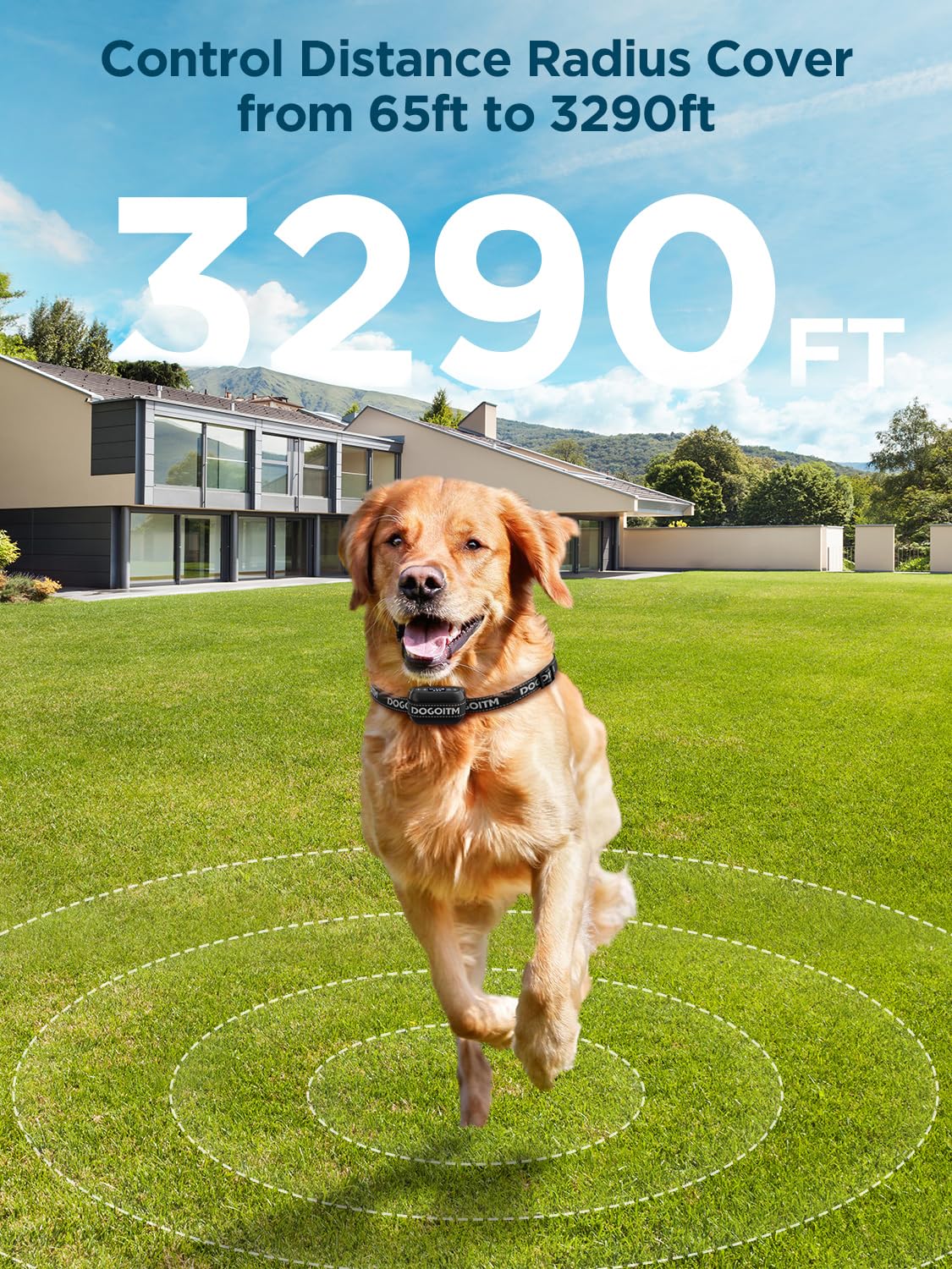 Wireless GPS Dog Fence - Electric Pet Containment System with 3 Warning Modes, 65-3290 FT Range, Waterproof & Rechargeable for Small to Large Dogs (Beige) - Perfect for Backyards, Farms & Outdoor Training
