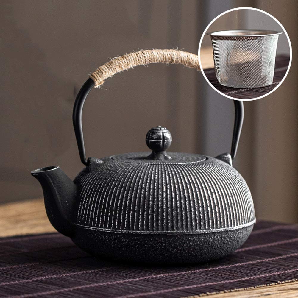 Premium Cast Iron Teapot with Enameled Interior - 615ML Japanese Style Ceramic Teapot for Loose Leaf Tea | Perfect for 1-2 Person Tea Ceremony, Home Use & Gift Giving | Stainless Steel Filter Included