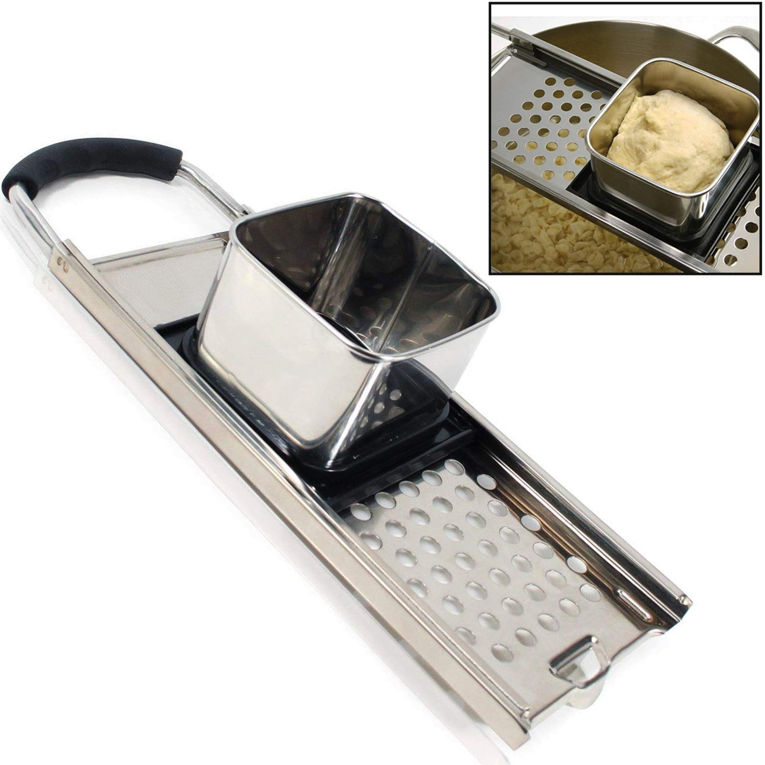 Premium Stainless Steel Spaetzle Maker - Traditional German Egg Noodle Press with Ergonomic Handle | Perfect for Homemade Pasta, Dumplings & Authentic European Cuisine