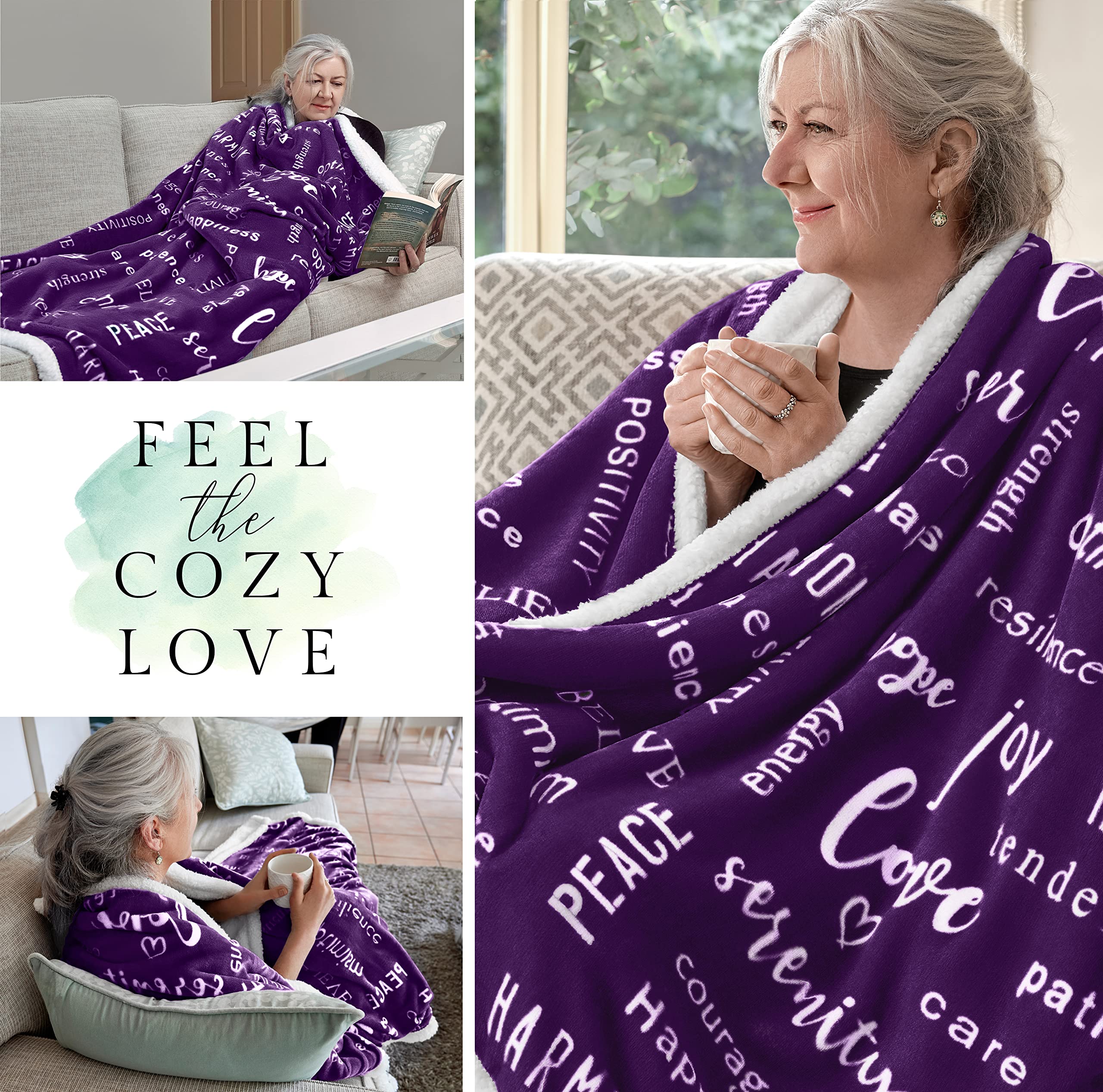 Healing Throw Blanket for Men & Women - Comforting Sympathy Gift for Cancer Patients & Survivors - Soft Chemo Care Hug Blanket in Purple - Perfect for Hospital Recovery, Home Comfort & Emotional Support