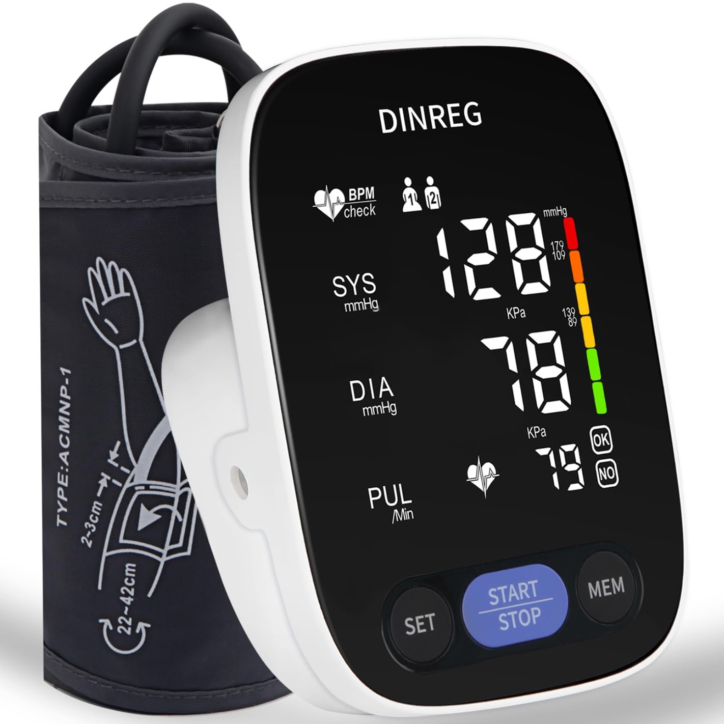 Accurate Upper Arm Blood Pressure Monitor for Home Use - Digital BP Machine with 180 Reading Memory, Adjustable Cuff (8.7