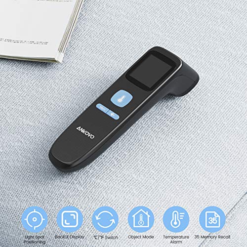 ANKOVO Non-Contact Infrared Thermometer - 2-in-1 Dual Mode Digital Thermometer for Adults, Babies & Kids - Fast & Accurate Forehead & Ear Temperature Reading - Perfect for Home, Office & Travel Use