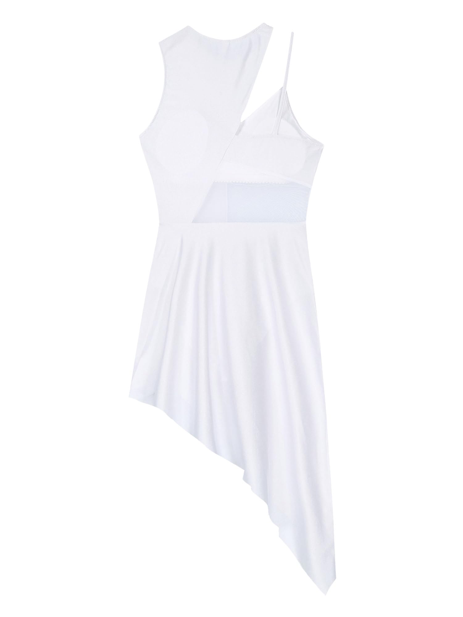 Women's Elegant Lyrical Sleeveless Latin Dance Dress Ballroom High Low Leotard Performance Costume for Competitions & Showcases