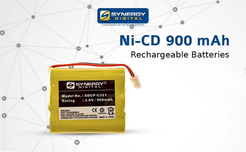 Synergy Digital Cordless Phone Battery - 3.6V 900mAh Ni-CD Replacement Battery for Panasonic KX-TG2560 Cordless Phones | Long Lasting Power for Home & Office Communication