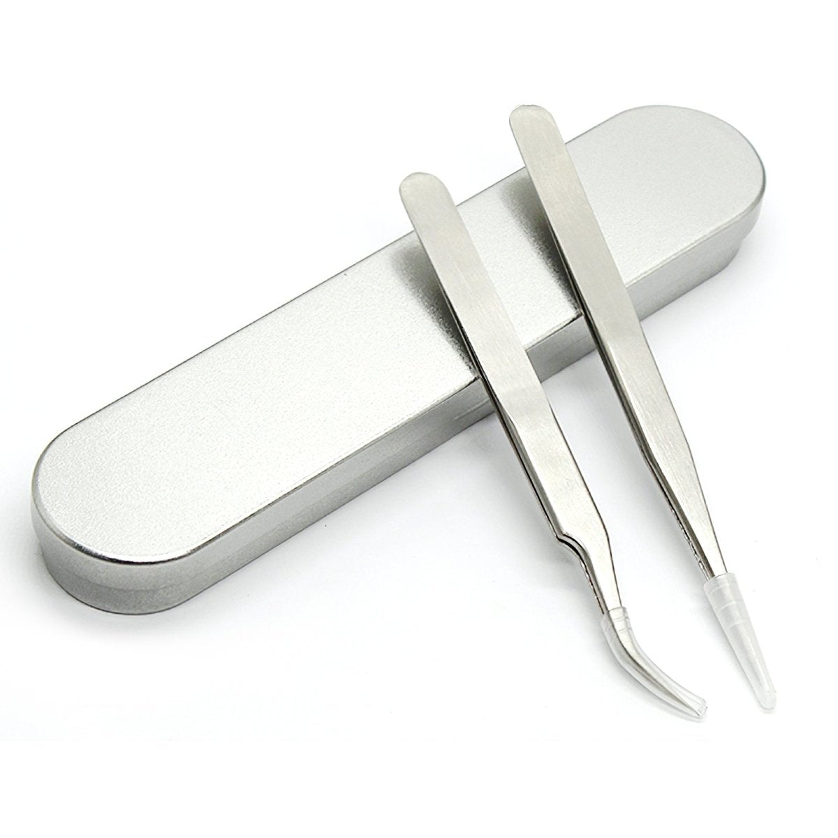 2PC Professional Eyelash Extension Tweezers Kit - Stainless Steel Precision Tools for Perfect Lash Application - Ideal for Salon, Home Use & DIY Beauty Enthusiasts