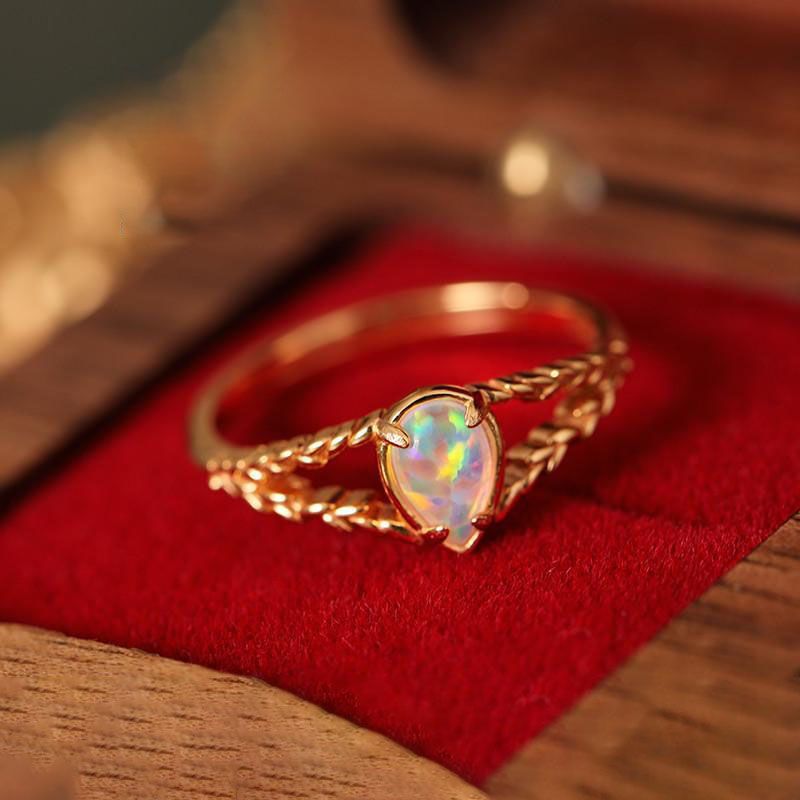 Opal Split Braid Ring - October Birthstone Jewelry for Women, Sterling Silver Stackable Band, Unique Handmade Gift for Her | Perfect for Birthdays, Anniversaries & Everyday Elegance
