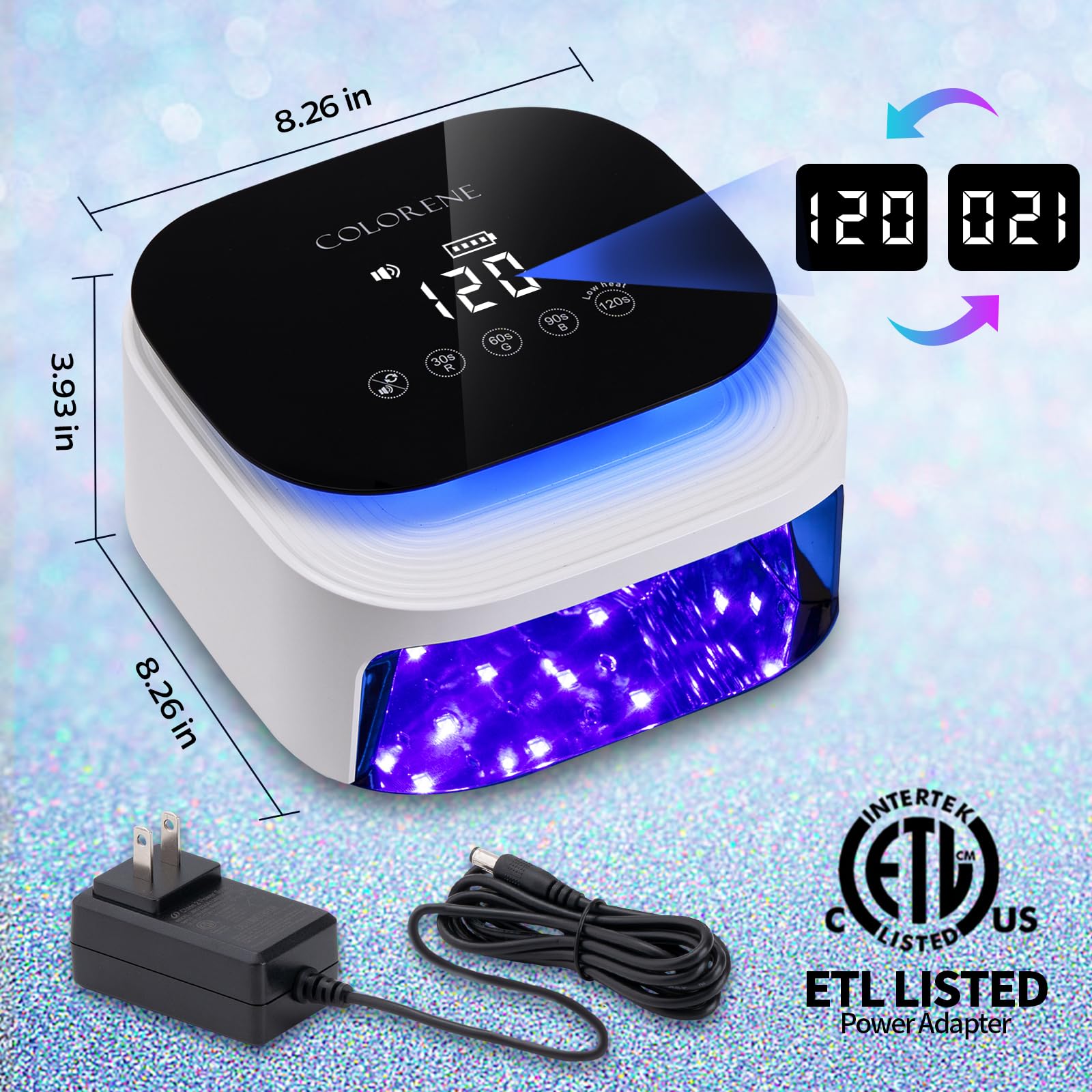 60W Cordless UV LED Nail Lamp - Rechargeable Gel Polish Dryer with Auto Sensor & LCD Display | Portable 30 Beads Nail Light with 4 Timer Settings (White) | Perfect for Home Manicures, Salon Nail Art & Travel Gel Polish Curing