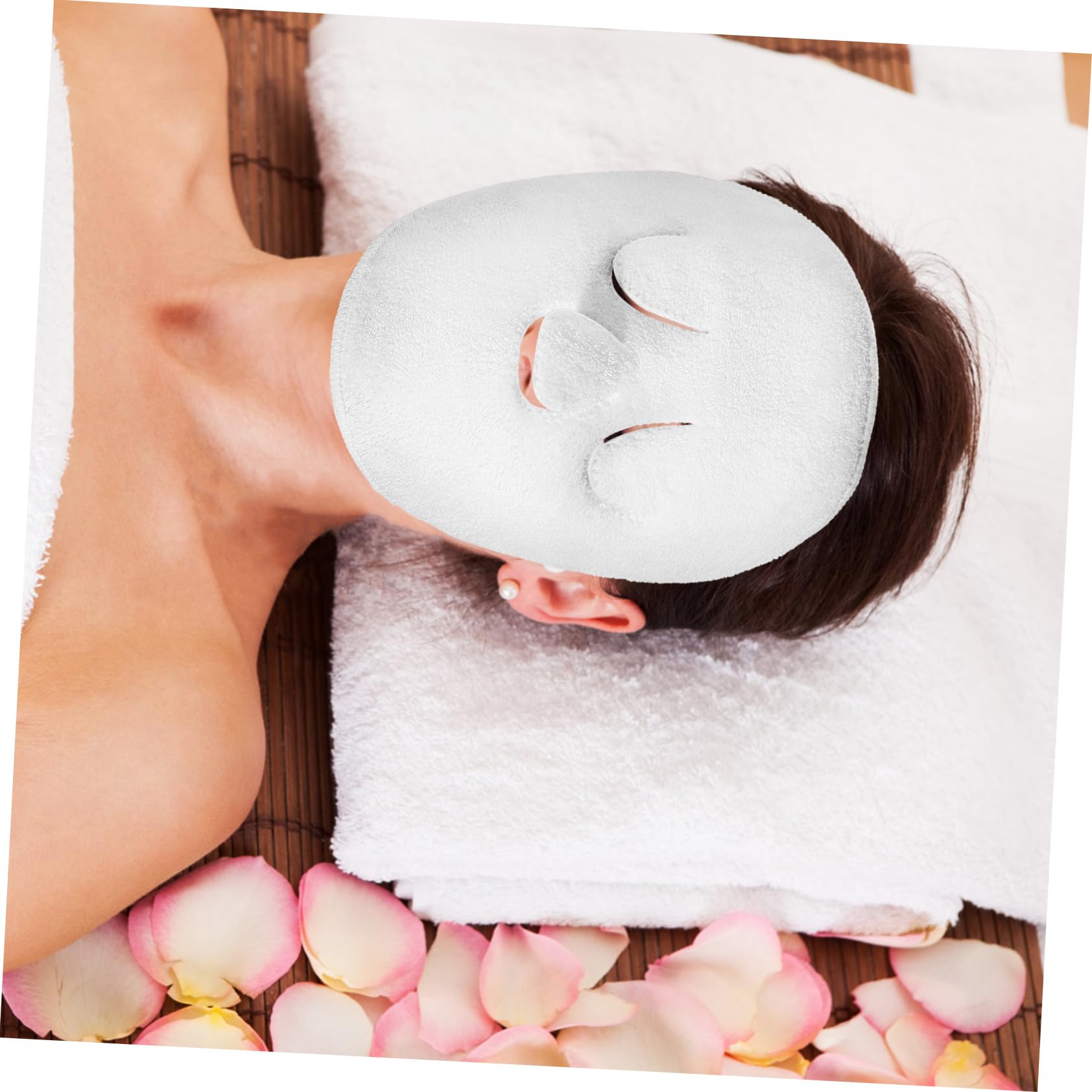 2Pcs Reusable Face Towel Masks - Soft White Facial Towel Set for Skincare & Hot Compress