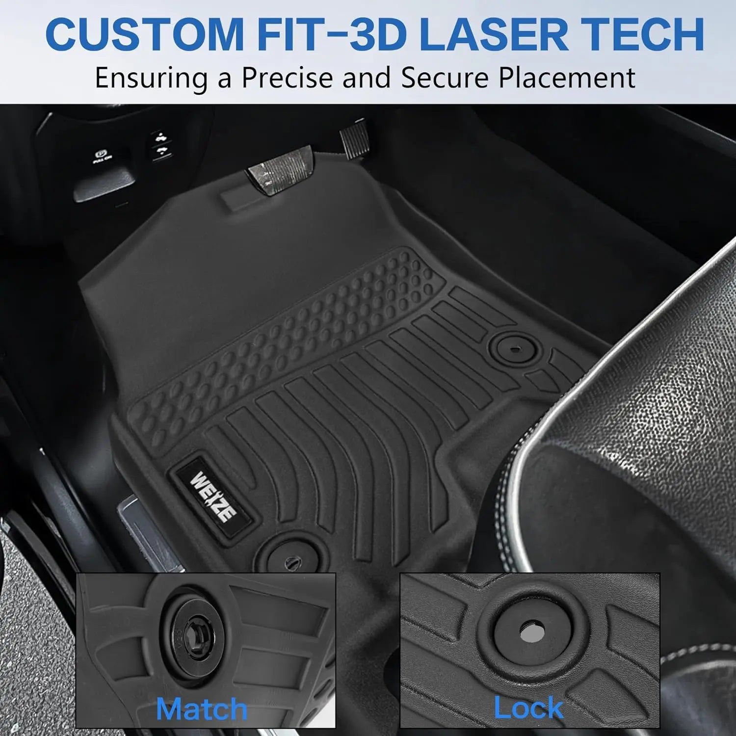 WEIZE Custom Fit All-Weather TPE Floor Mats for Dodge Ram 1500 Crew Cab 2019-2024 (Excludes Classic Models) - Front & Rear Row with Under Seat Storage Box - Perfect for Off-Roading, Daily Commuting and Family Road Trips