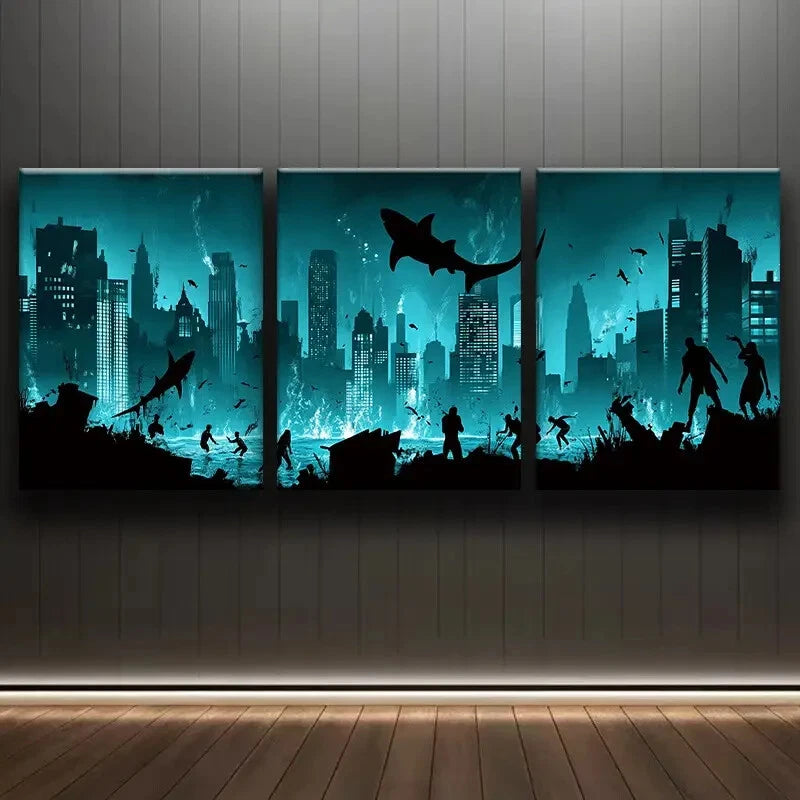 3-Piece Ocean Blue Dark Wall Art Set - Framed Canvas 40x60cm | High Quality Print | 100% Australian Made | Ready to Hang | Perfect for Living Room, Bedroom & Office Decor