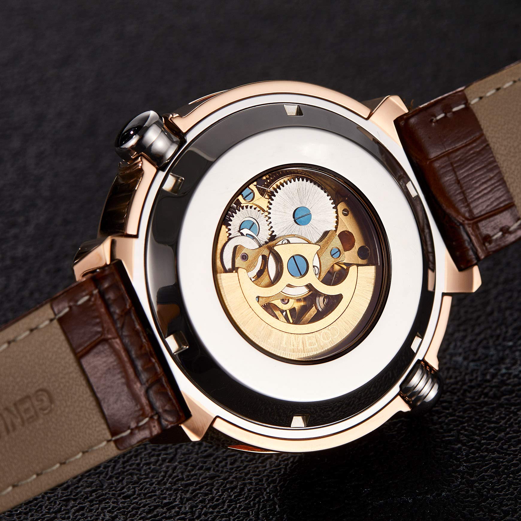 Premium Men's Mechanical Wrist Watch - Handcrafted Italian Leather Strap - Waterproof 50M - Dress & Casual Wear for Business, Date Night & Everyday Use