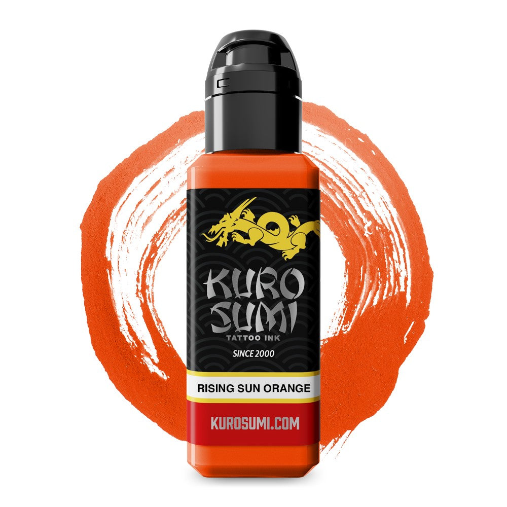 Kuro Sumi Rising Sun Orange Tattoo Ink - High Quality, Vibrant Color for Professional Tattoo Artists - Perfect for Sleeves, Traditional & Japanese Style Tattoos