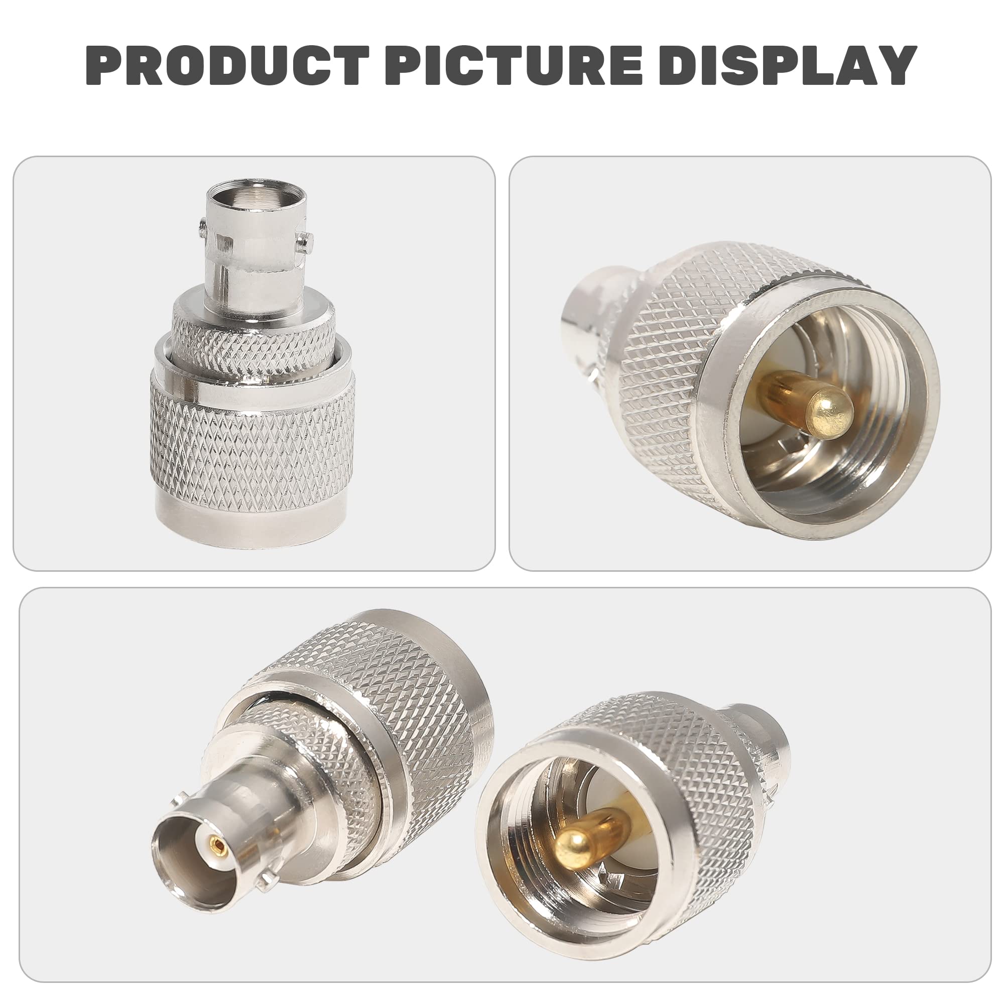 BNC Female to UHF Male PL259 RF Coaxial Adapter (2 Pack) - CB Ham Radio Coax Connector for Antenna, Scanner, Transceiver & Communication Equipment