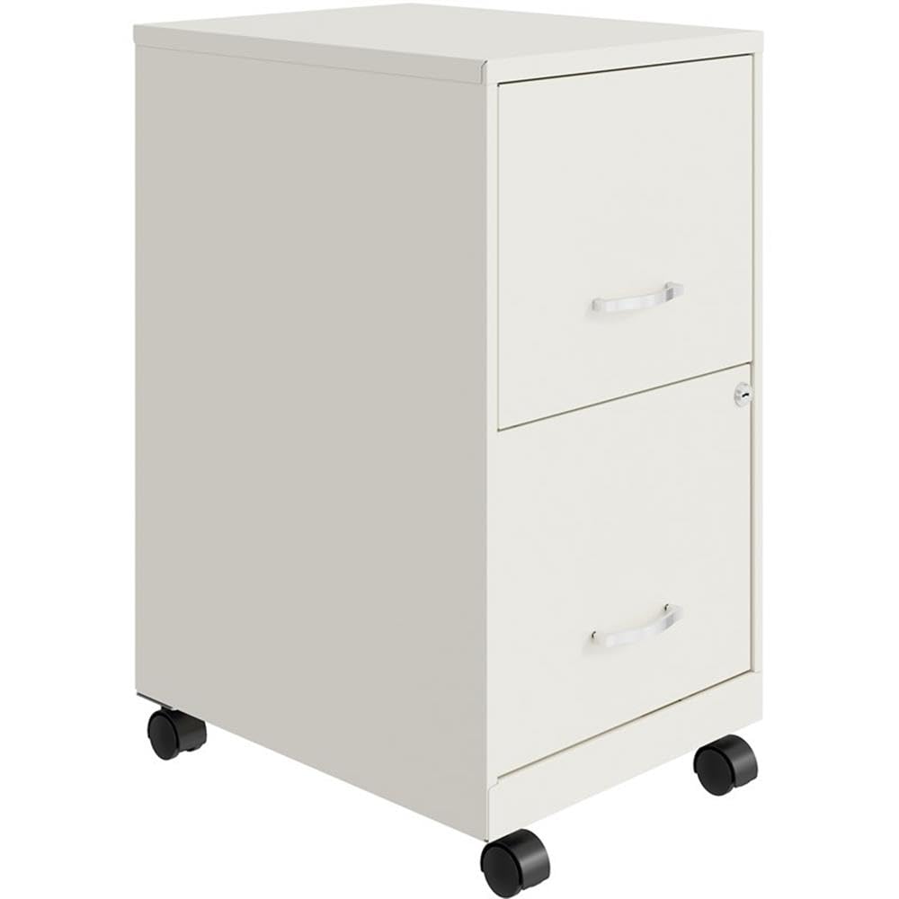 Home Square 2-Drawer Mobile File Cabinet Set - Pearl White (Set of 2) | Office Organization & Document Storage Solution for Home & Business
