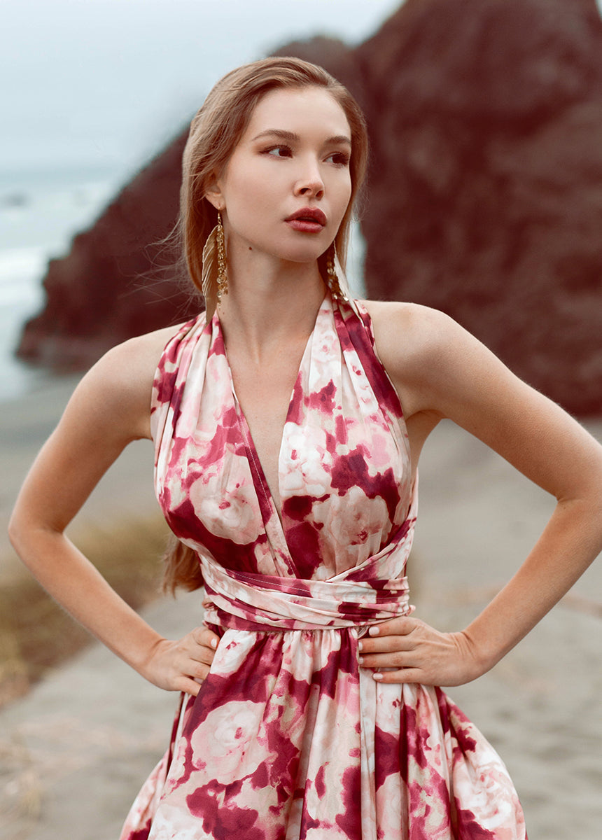 June Impact Dress in Warm Watercolor - Flowy Summer Maxi Dress for Women | Beach Wedding, Vacation, Party Wear