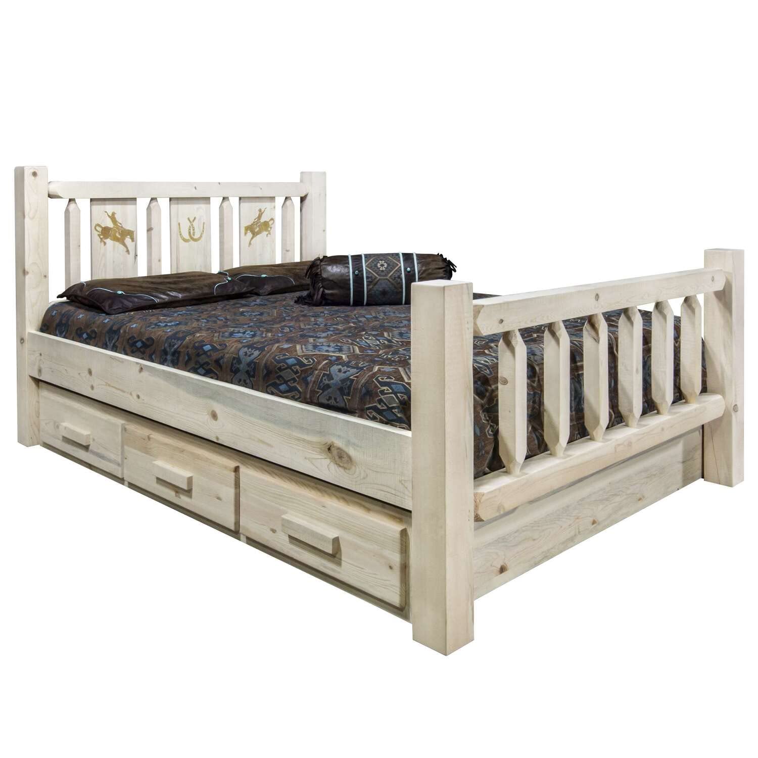 Montana Log Collection Solid Wood Homestead California King Bed Frame - Rustic Bedroom Furniture for Cabin, Lodge & Ranch Style Homes