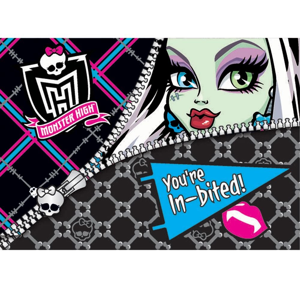 Monster High Birthday Party Invitations - Pack of 8 | Spooky Halloween & Themed Party Supplies for Kids