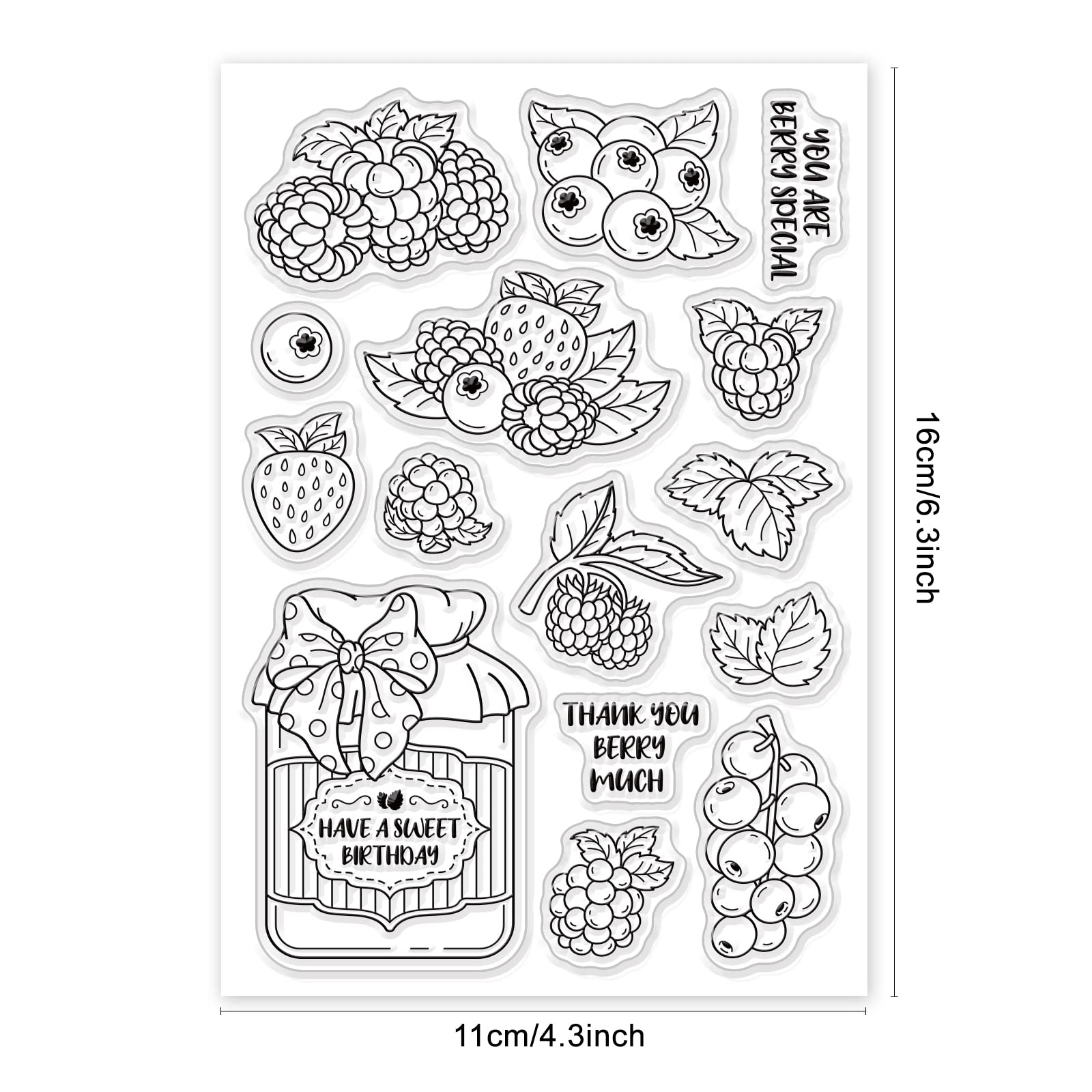 BENECREAT Clear Silicone Stamps - Berry Raspberry Leaves Design for DIY Card Making, Scrapbooking, and Album Decoration (6.3x4.3 Inch) | Perfect for Handmade Greeting Cards, Journaling, and Craft Projects