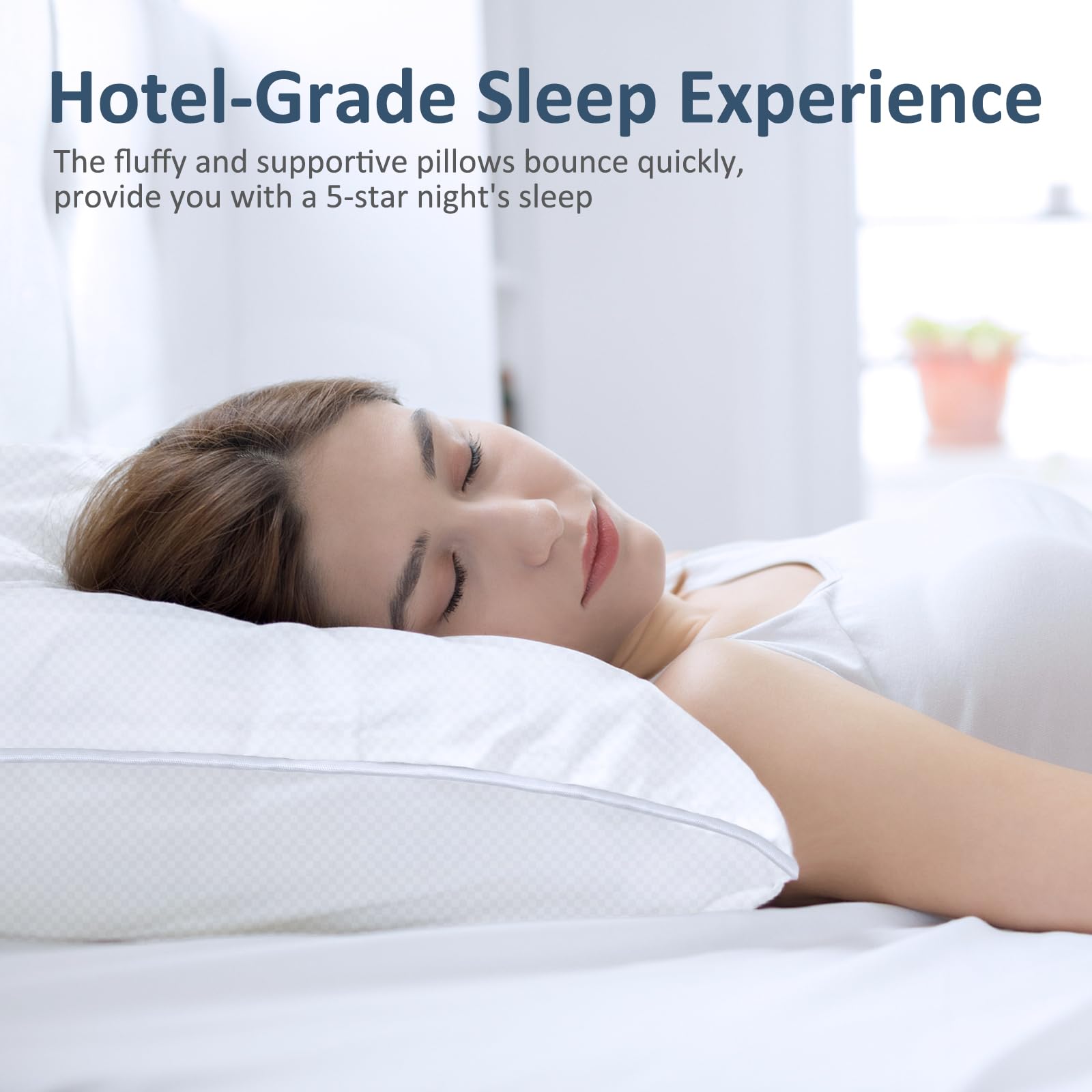 Premium Bed Pillows Set of 4 - Standard Size Soft Hotel Pillows with Hypoallergenic Down Alternative Filling for Side, Back & Stomach Sleepers | 2 White & 2 Grey Fluffy Pillows for Ultimate Comfort - Perfect for Home, Hotel, Guest Room & Airbnb Use