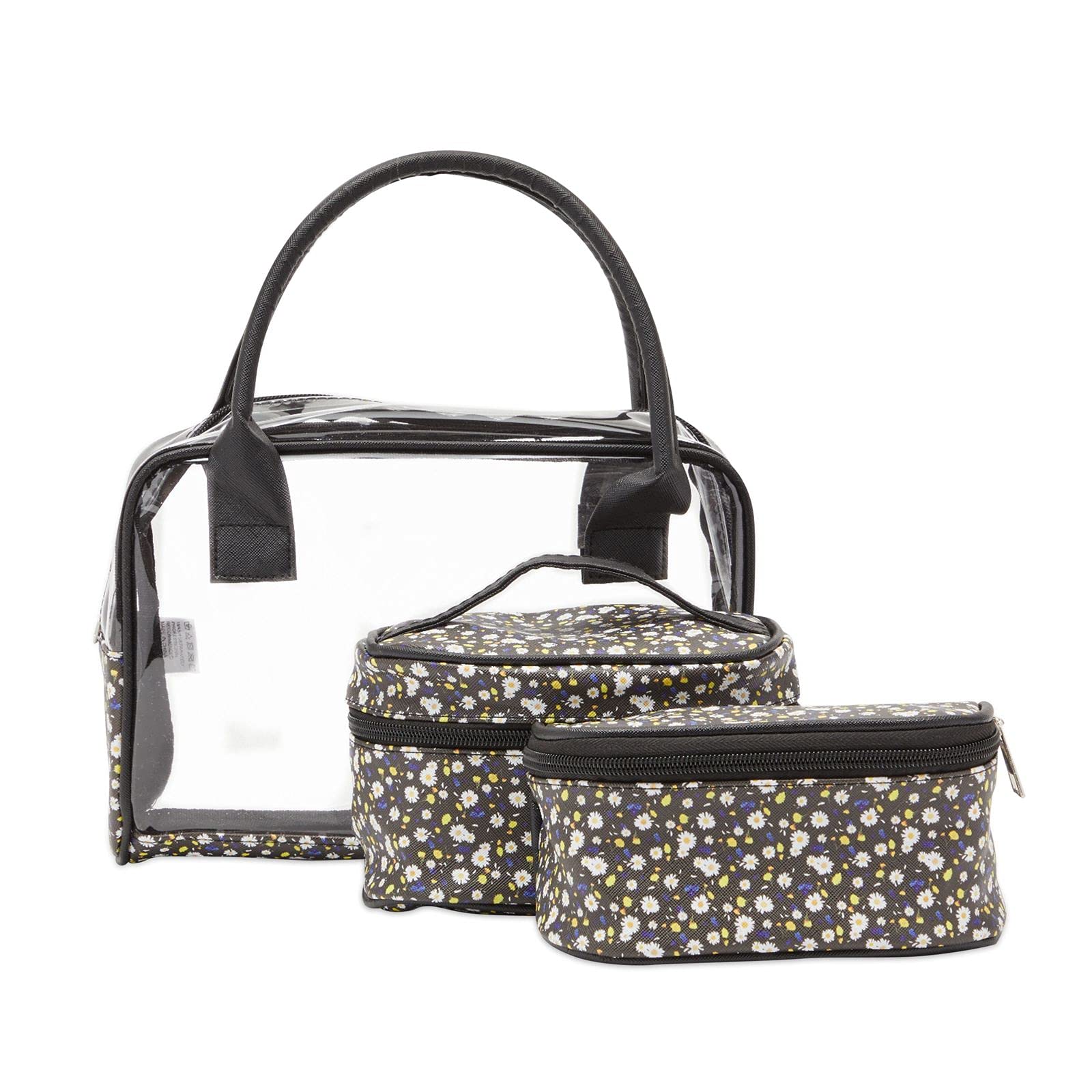 Floral Makeup Bag Set with Travel Organizer - 3 Piece Cosmetic Pouch Set (Small, Medium, Large) for Travel, Gym & Daily Essentials Storage