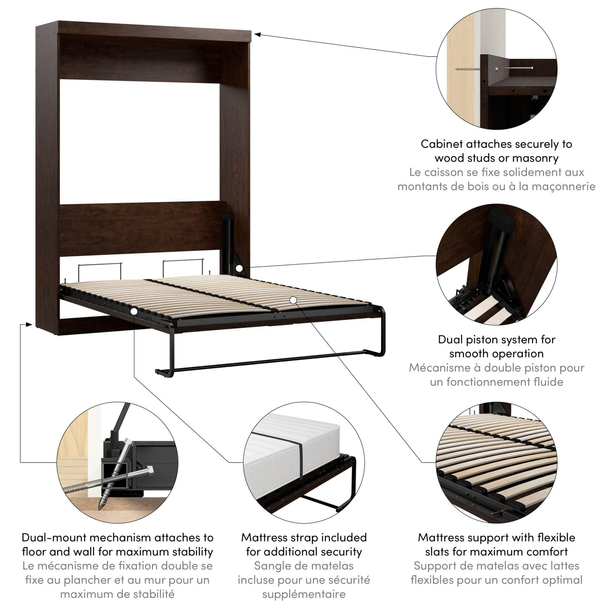 Pur Full Size Murphy Wall Bed with 7 Color Options - Space-Saving Wall Bed for Small Apartments, Guest Rooms & Home Offices