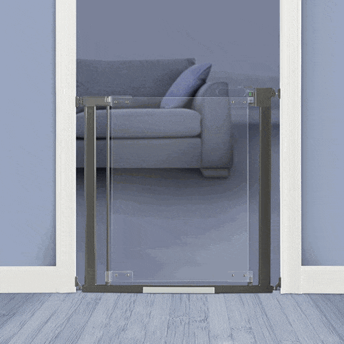 Qdos Crystal Clear Acrylic Baby Safety Gate - Pressure Mounted for Doorways & Stairs - Childproof Home Protection for Toddlers & Pets (Perfect for Hallways, Staircases, and Room Dividers)