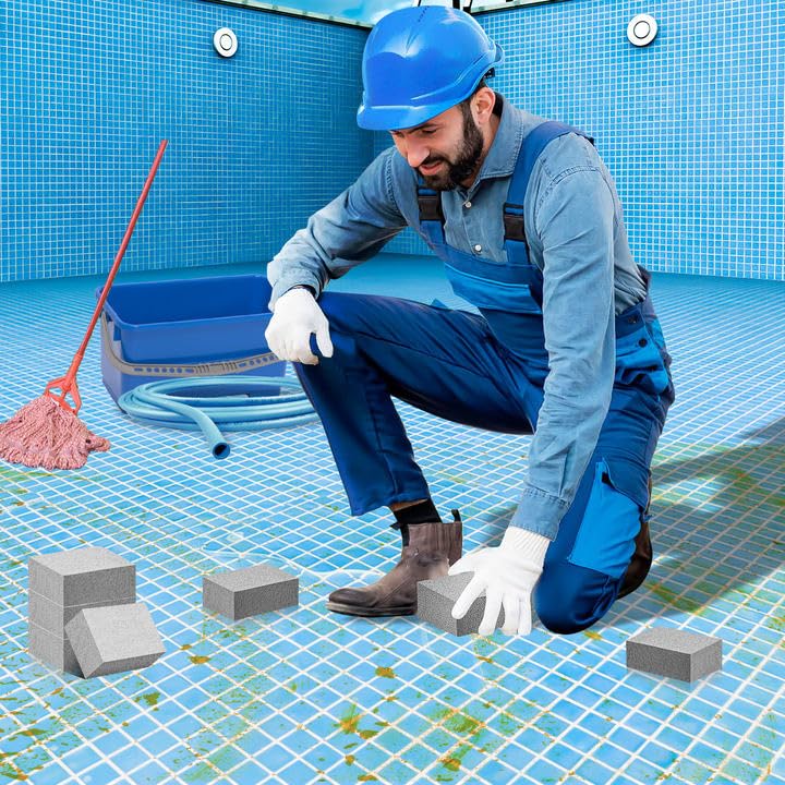 4Pcs Gray Pumice Stone Pool Tile Cleaner - Remove Rust Stains from Swimming Pools, Spa Tiles & Concrete - Perfect for Pool Maintenance & Grout Cleaning