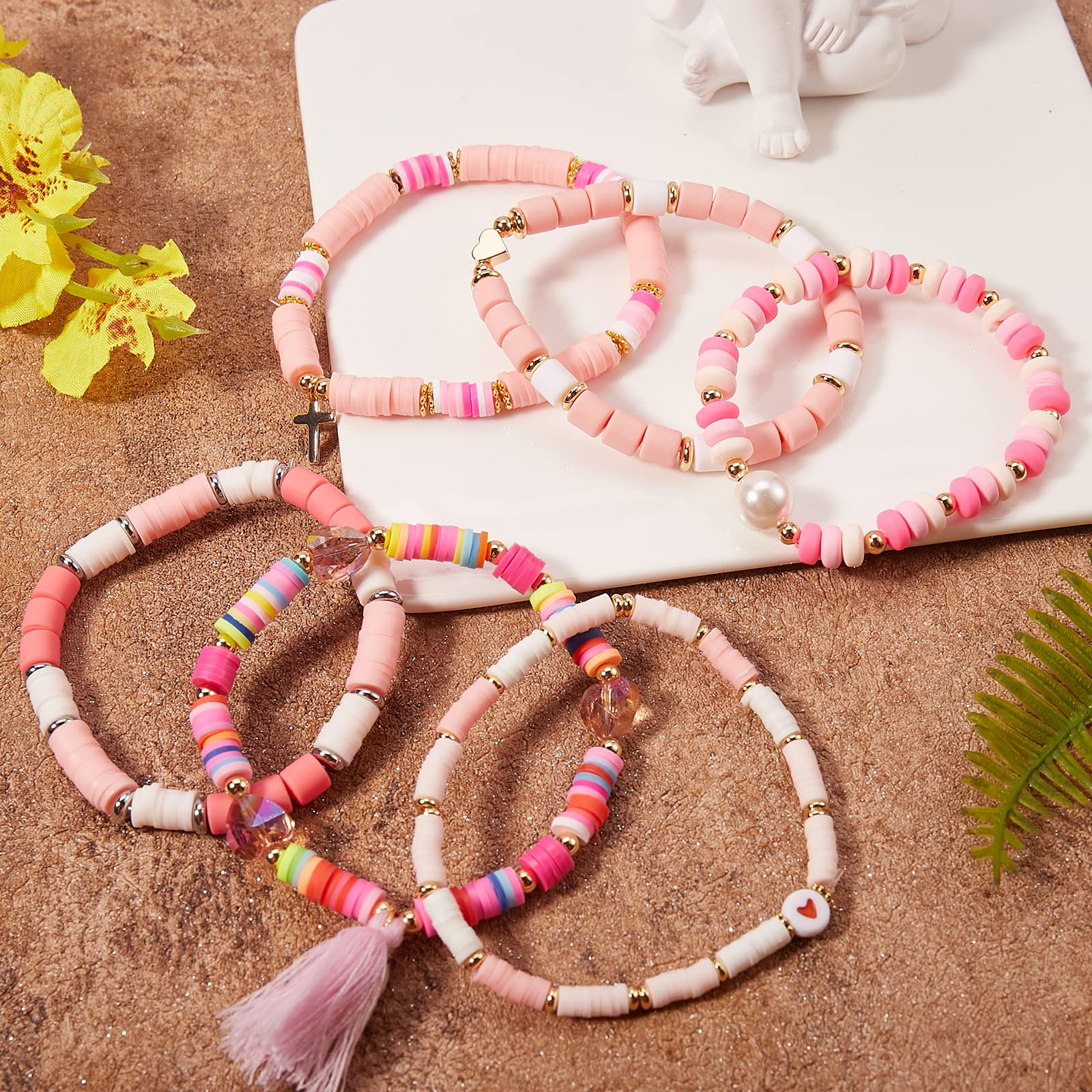 Ornaland Stretch Beaded Bracelets for Women & Men - Stackable Bohemian Heishi Beads Surfer Jewelry - Perfect for Summer, Beach, Festival & Boho Fashion Accessories