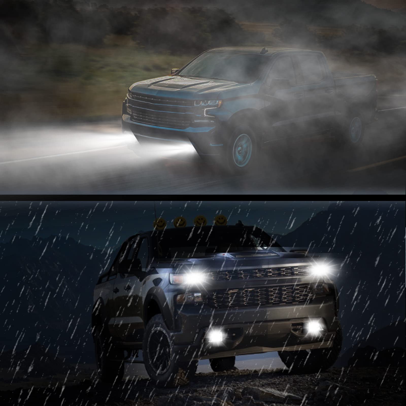 AUXMART LED Fog Lights with DRL Daytime Running Lights - Compatible with Chevrolet Silverado 1500 2019-2023 Models (1 Pair) - Durable Front Bumper Lights for Enhanced Night Driving & Off-Road Safety