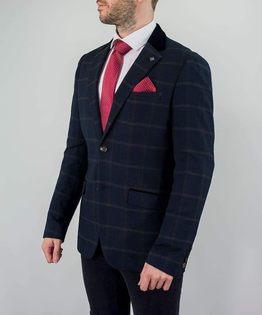 Stylish Connall Navy Slim Fit Tweed Blazer for Men | Classic Business & Formal Wear | Perfect for Office, Weddings & Special Occasions
