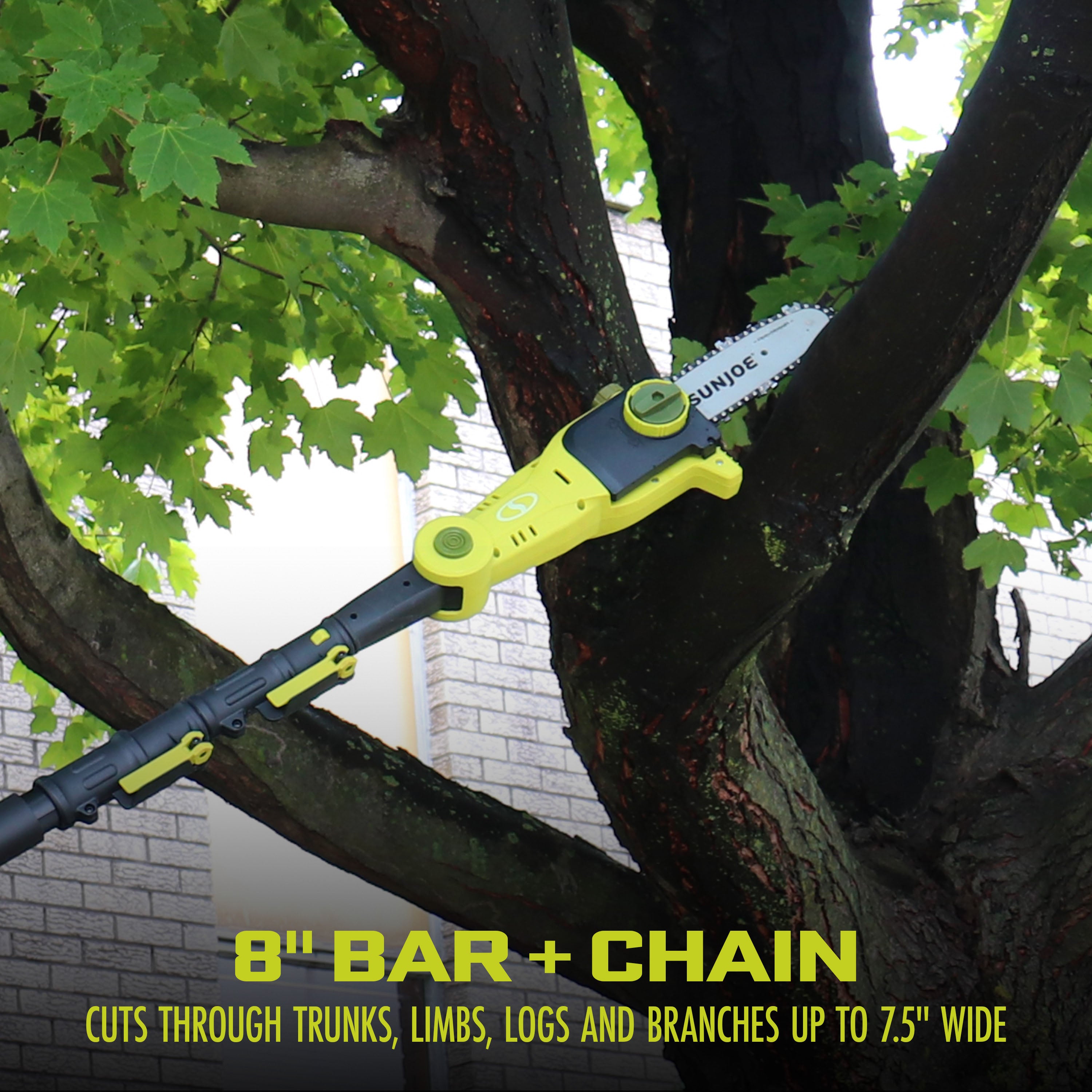 Sun Joe 24V PS8 CT 24 Volt IONMAX Cordless Telescoping Pole Chainsaw - 8 Inch Electric Pole Saw | Tool Only | Perfect for Tree Trimming, Pruning & Yard Maintenance