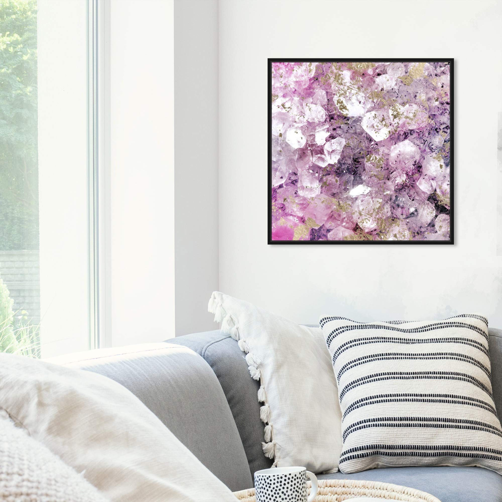 Oliver Gal Abstract Framed Wall Art - 20x20 Inch Purple & Gold Crystal Canvas Print for Romantic Home Decor | Perfect for Living Room, Bedroom & Office