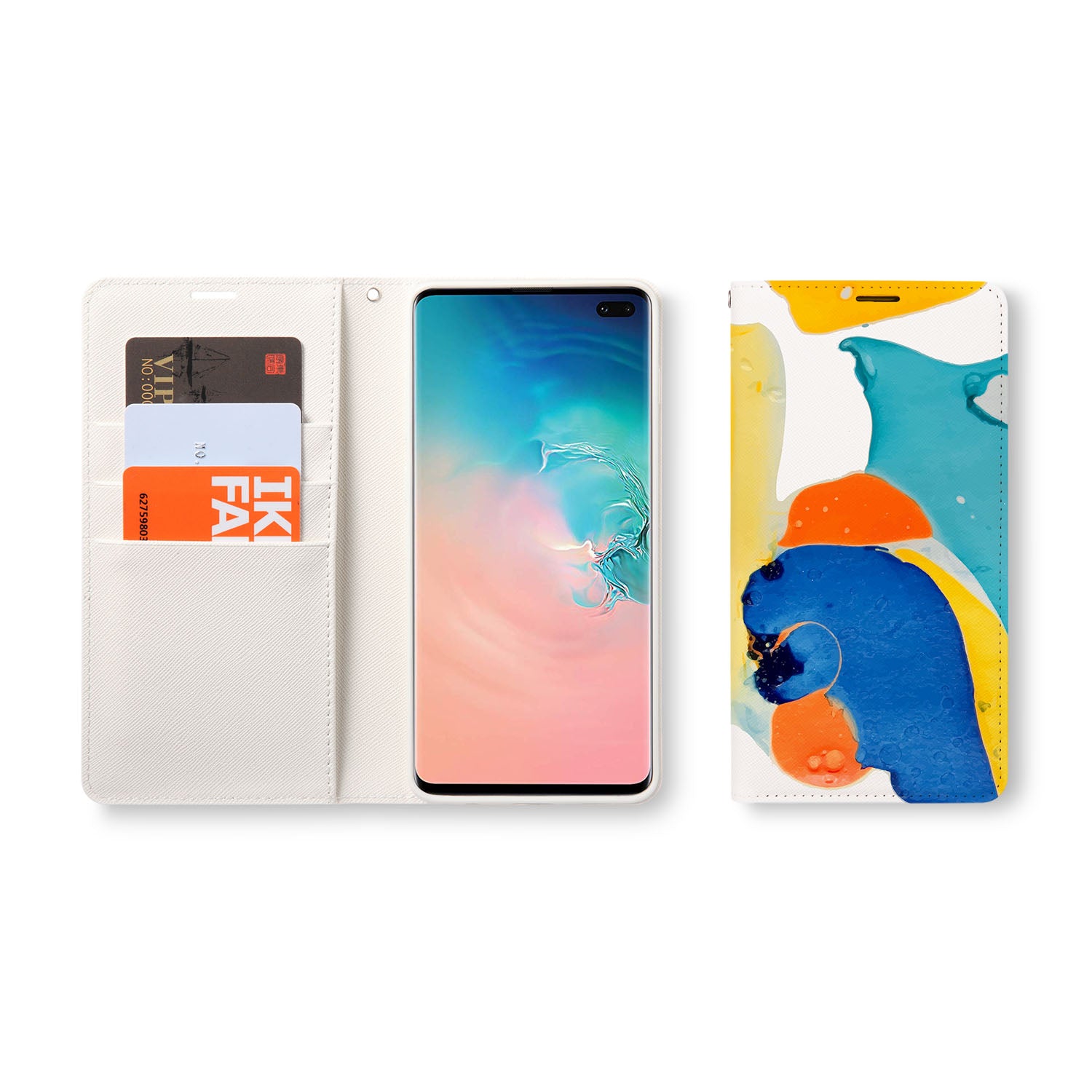 Samsung Wallet Case - Slim Abstract Watercolor Design for Galaxy S23/S22/S21 - Perfect for Everyday Use, Travel & Business