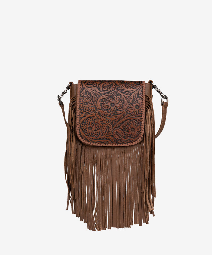 Montana West Genuine Leather Floral Fringe Crossbody Bag for Women - Stylish Boho Shoulder Purse with Adjustable Strap, Perfect for Daily Use, Travel & Festivals