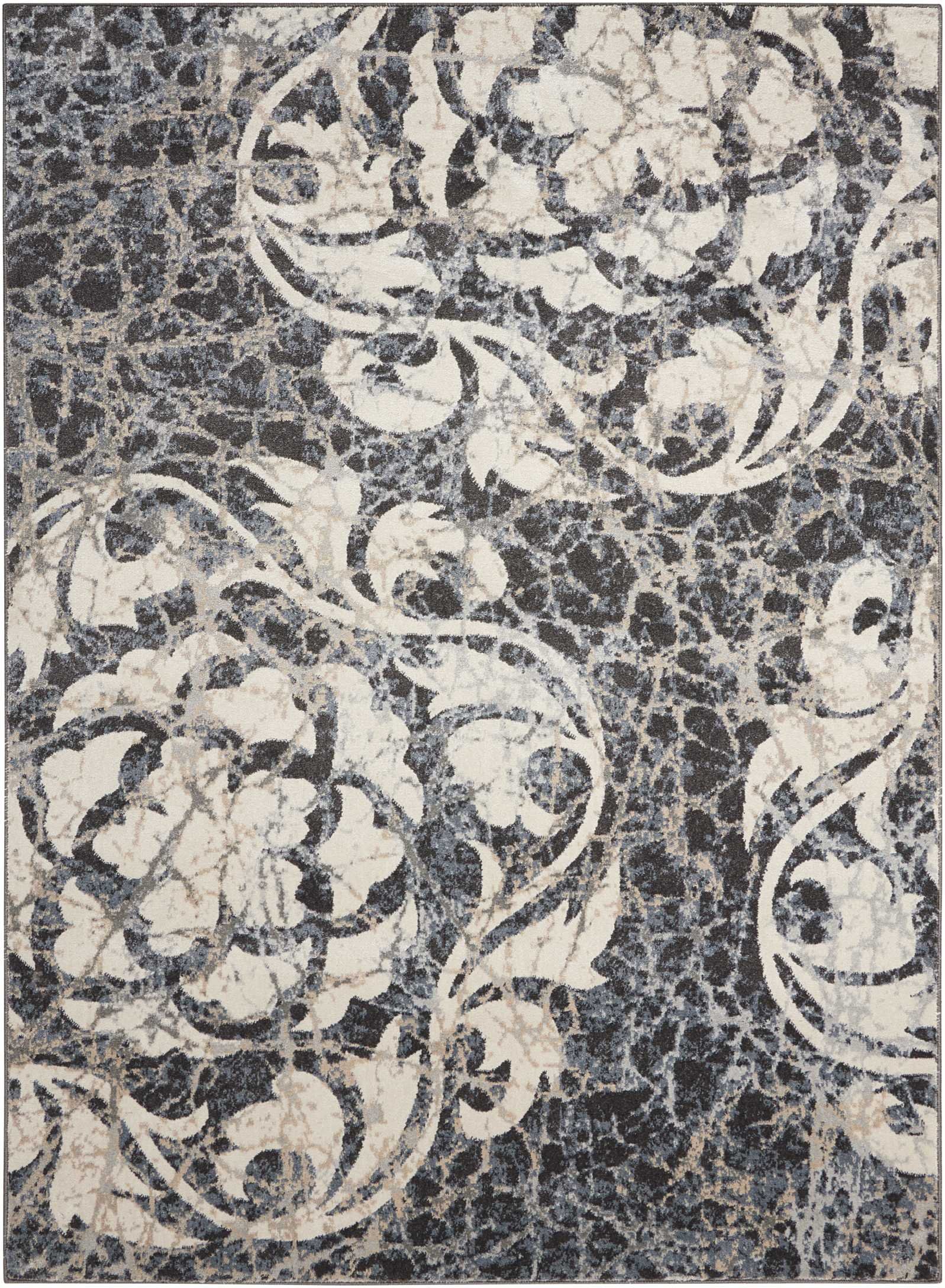 Nourison Maxell Ivory/Charcoal 4x6 Area Rug - Non-Shedding, Easy to Clean, Soft & Durable - Perfect for Living Room, Bedroom, Dining Room & Kitchen Decor