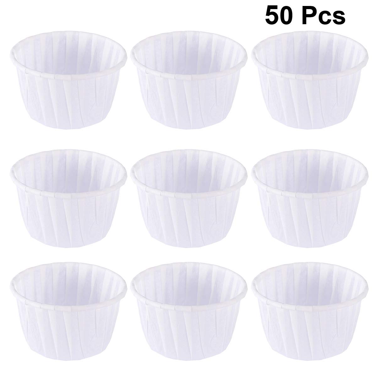 DOITOOL 50pcs Non-Stick Baking Paper Cups - White Cupcake Liners, Muffin Wrappers & Cake Roll Pans for Oven - Perfect for Birthday Parties, Baking, and Home Dessert Making
