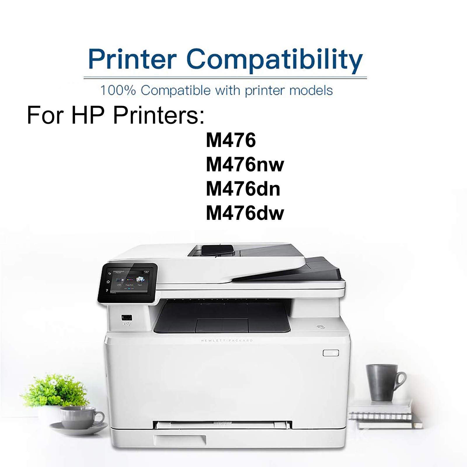 2-Pack High Yield 312A/CF381A Compatible Toner Cartridge (Cyan) for HP MFP M476nw/M476dn/M476dw Printers - Perfect for Office Printing & High Volume Documents