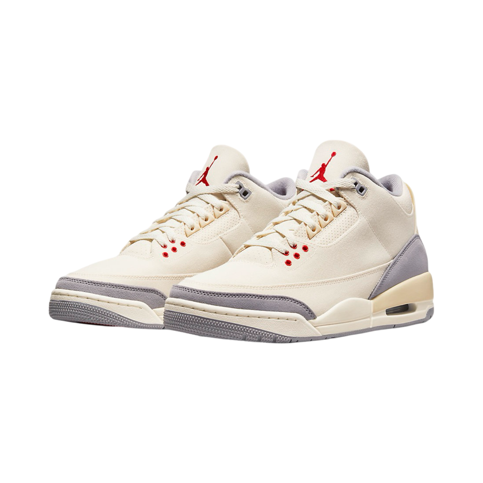 Air Jordan 3 Retro Sneakers - Muslin & University Red Colorway - Men's Basketball Shoes for Casual Wear & Street Style