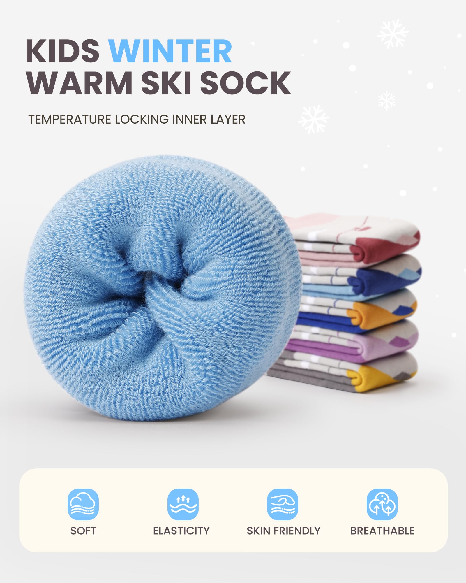 OutdoorMaster Kids Ski Socks - Thermal Over The Calf Snowboard & Skating Socks for Boys & Girls - Warm Winter Sports Socks for Skiing, Snowboarding & Ice Skating