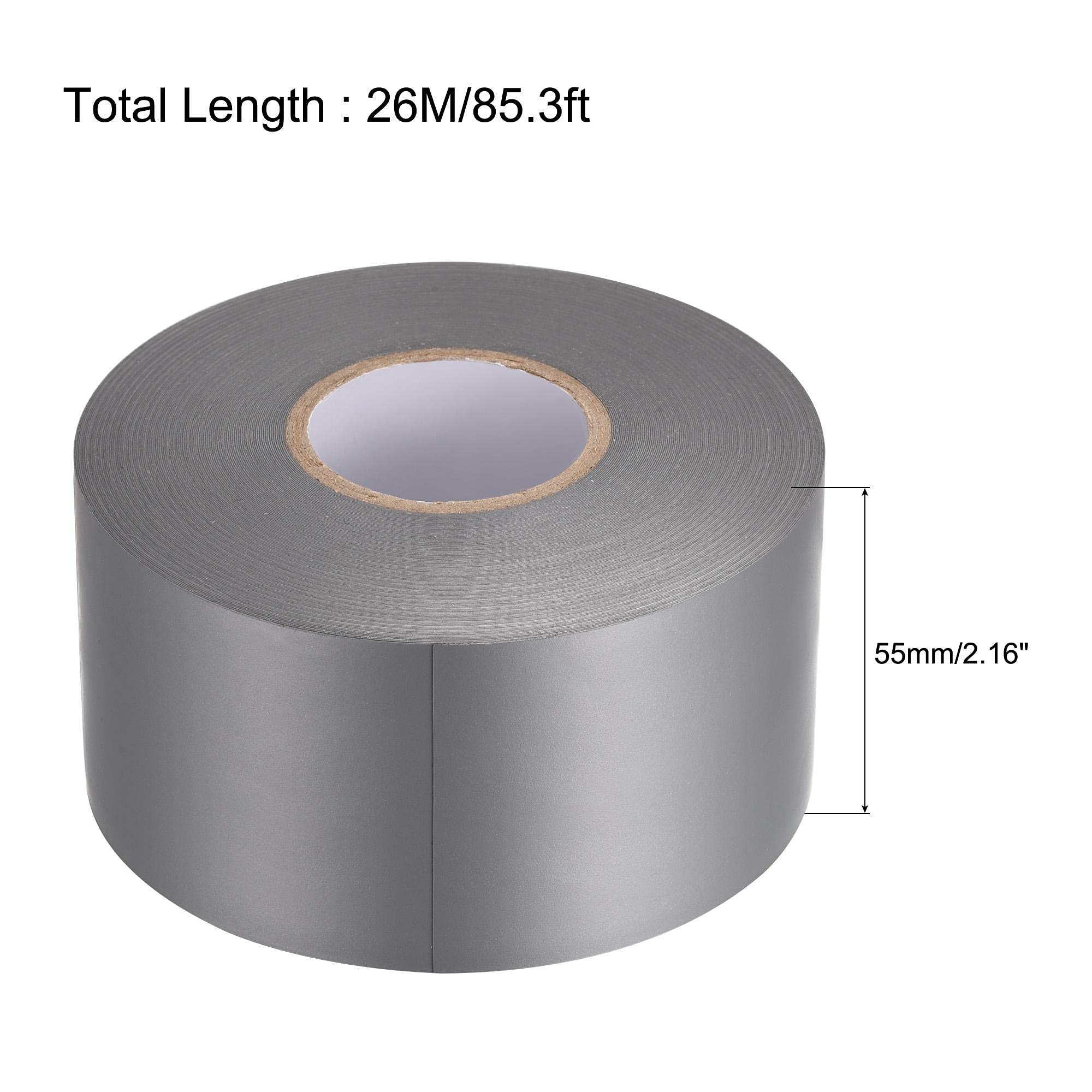 uxcell 55mm x 26M PVC Electrical Insulating Tape - 0.26mm Thick Grey Waterproof Adhesive for Wiring, Cable Repair & DIY Projects