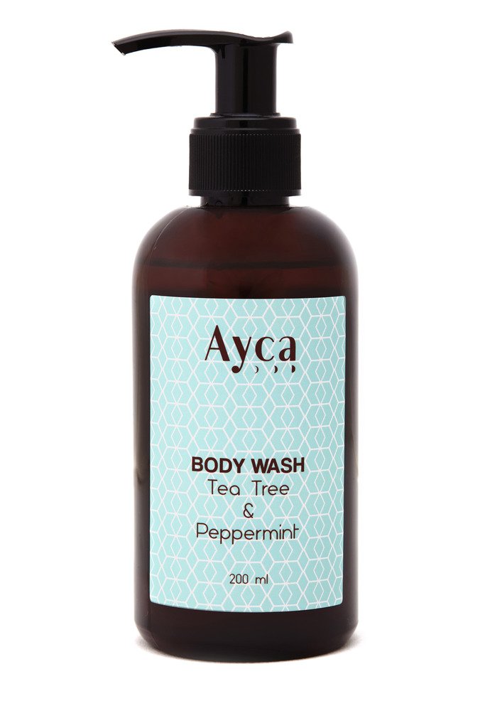 AYCA Cooling Peppermint & Tea Tree Body Wash Shower Gel for Men & Women - Gentle Hydrating Cleanser for All Skin Types | Natural Plant-Based Cruelty-Free Essential Oils 200ml (Pack of 1) | Refreshing Shower Gel for Daily Use, Gym & Post-Workout