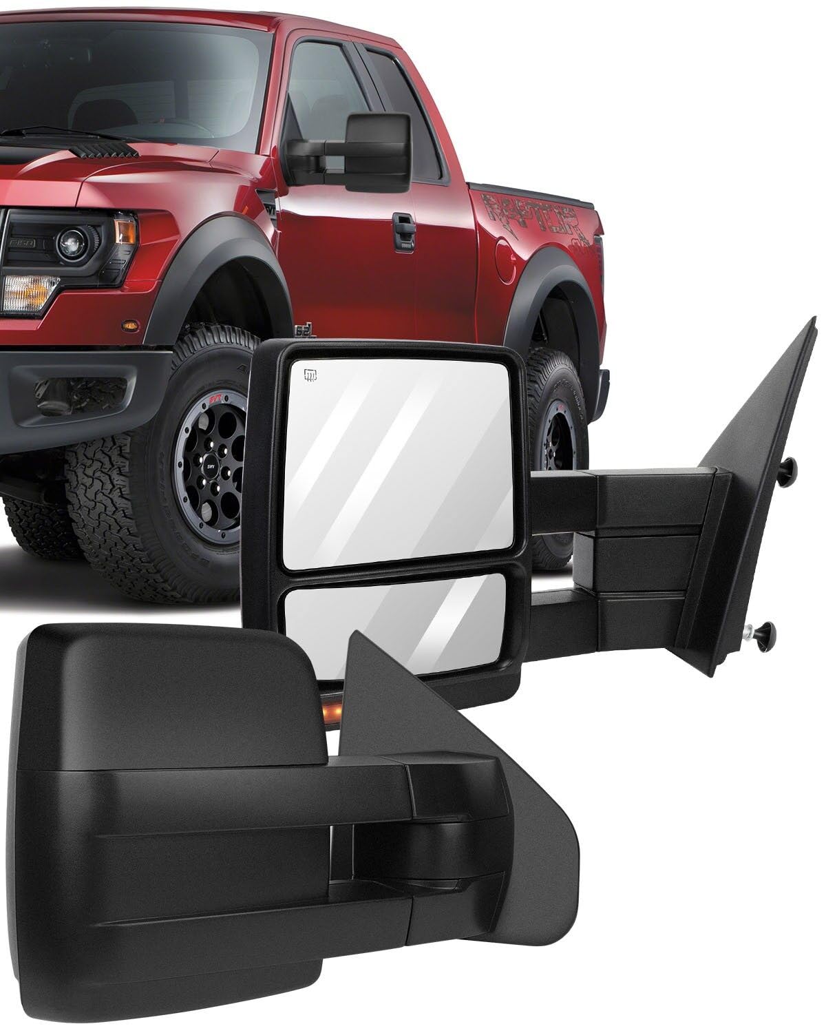 ECCPP Power Heated Towing Mirrors for 2004-2006 Ford F-150 Pickup Truck - Black Housing with Turn Signal & Adjustable Left & Right Side Mirrors - Perfect for Towing, Night Driving & Winter Conditions