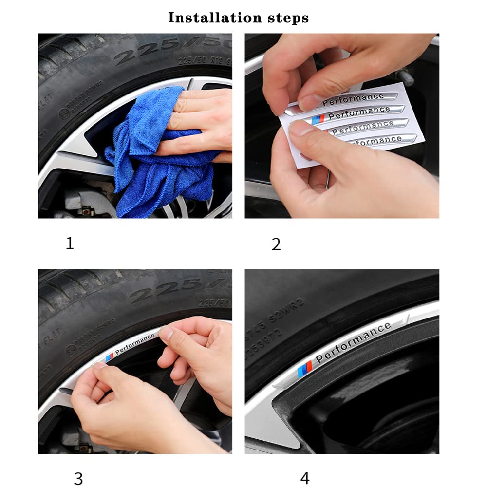 4PCS 3D Alloy Wheel Hub Stickers - Silver Car Logo Badge Decals for Rims, Durable Aluminum Alloy Auto Accessories for Cars, SUVs & Trucks - Enhance Your Vehicle's Style on Road Trips & Car Shows