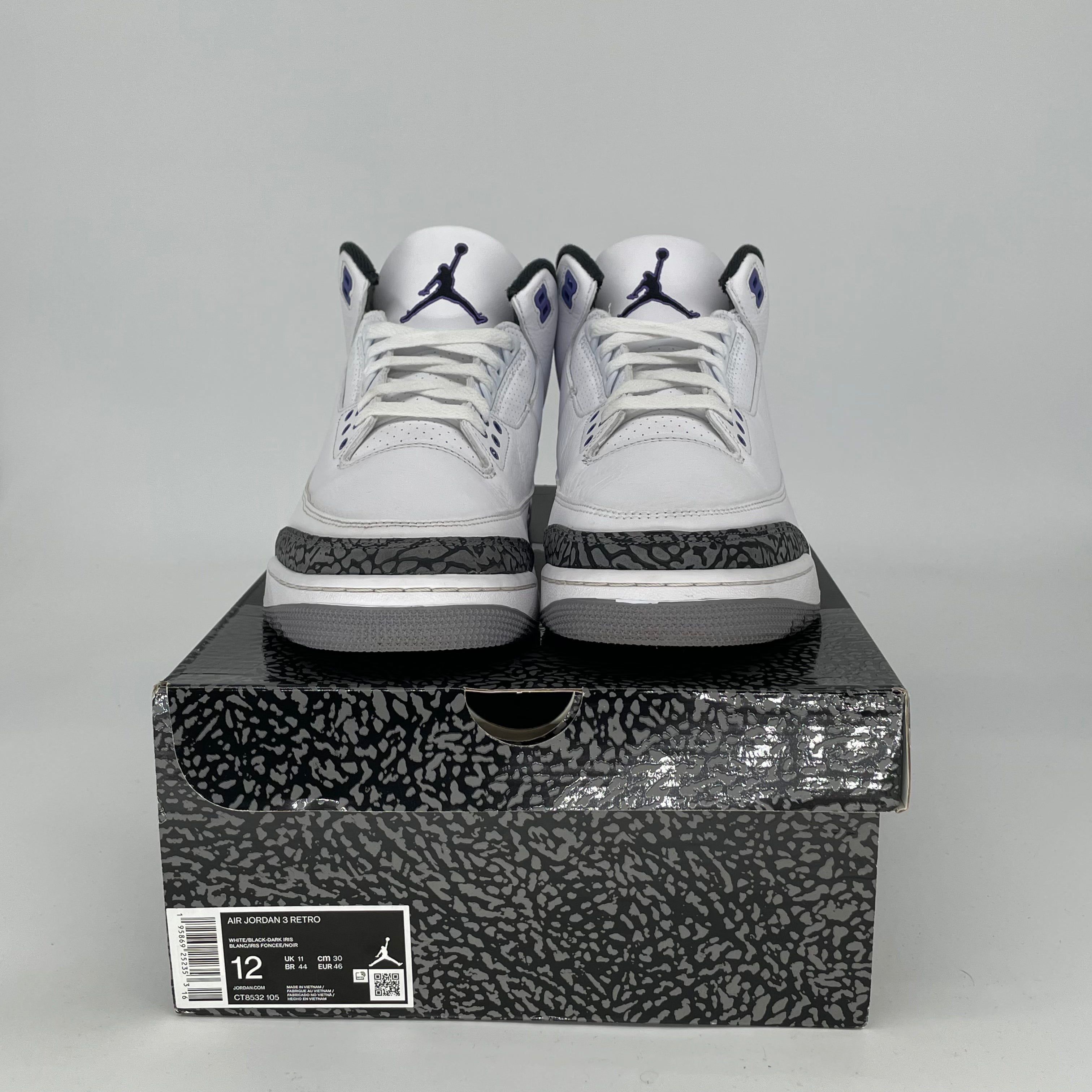 AIR JORDAN 3 DARK IRIS Men's Basketball Shoes Size 12 - CT8532 105 | Retro Sneakers for Running, Gym & Streetwear Fashion