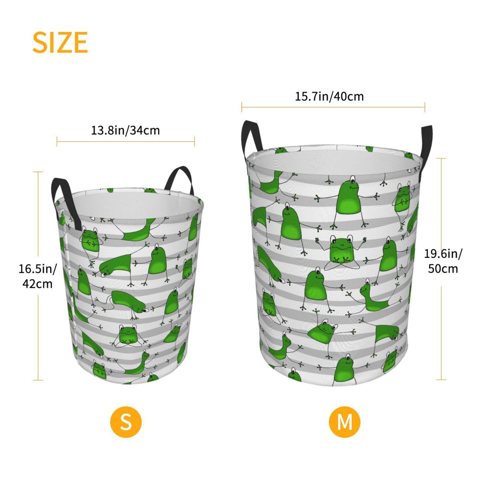 Funny Striped Yoga Frog Collapsible Laundry Basket - Waterproof Fabric Hamper with Handle for Clothes, Toys & Bathroom Storage - Perfect for Home, Dorm & Laundry Room Organization