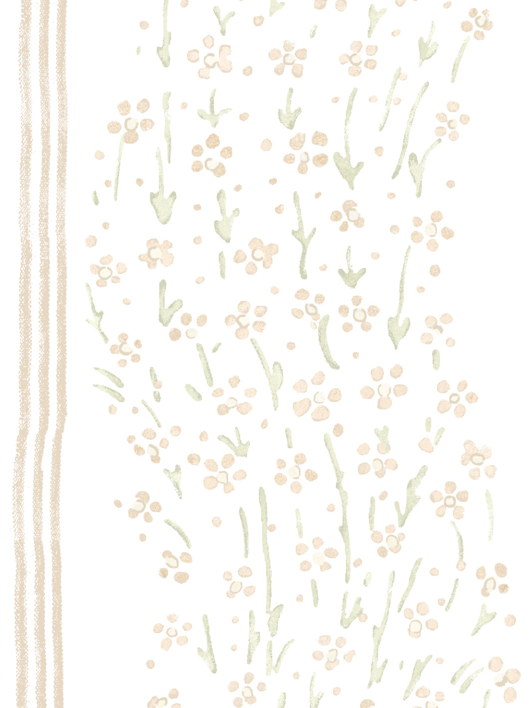 Nathan Turner Floral Ditsy Wave Stripe Wallpaper - Gold Green Pattern for Living Room, Bedroom & Nursery Decor